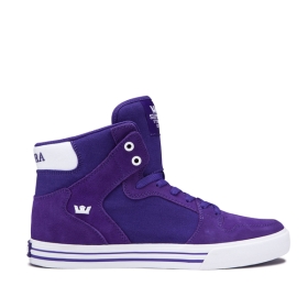 Supra Mens VAIDER Purple/white High Top Shoes | CA-42073